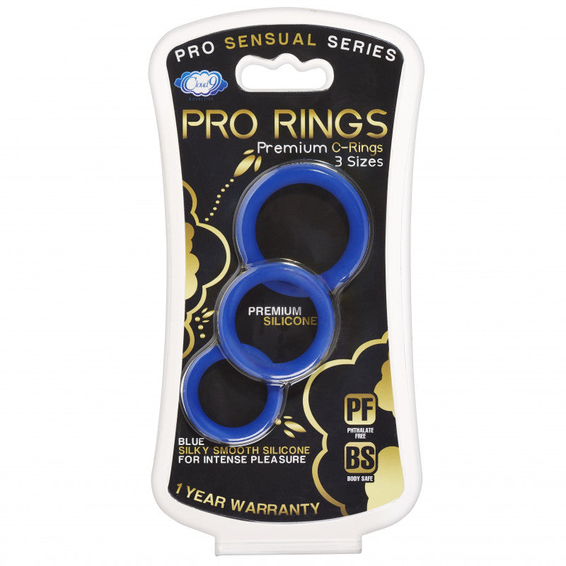 Pro Sensual Silicone  Ring 3 Pack - Blue