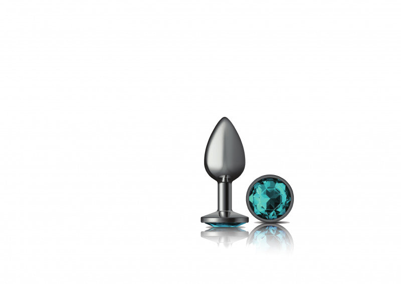 Cheeky Charms - Gunmetal Metal Butt Plug - Round - Teal - Small