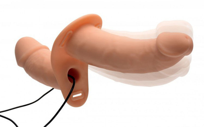 Power Pegger Silicone Vibrating Double  With  Harness - Flesh