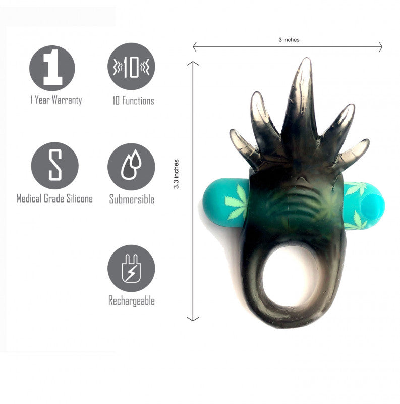 Ziggy Pot Leaf USB Rechargeable Vibratiing Erection  Ring - 420 Series
