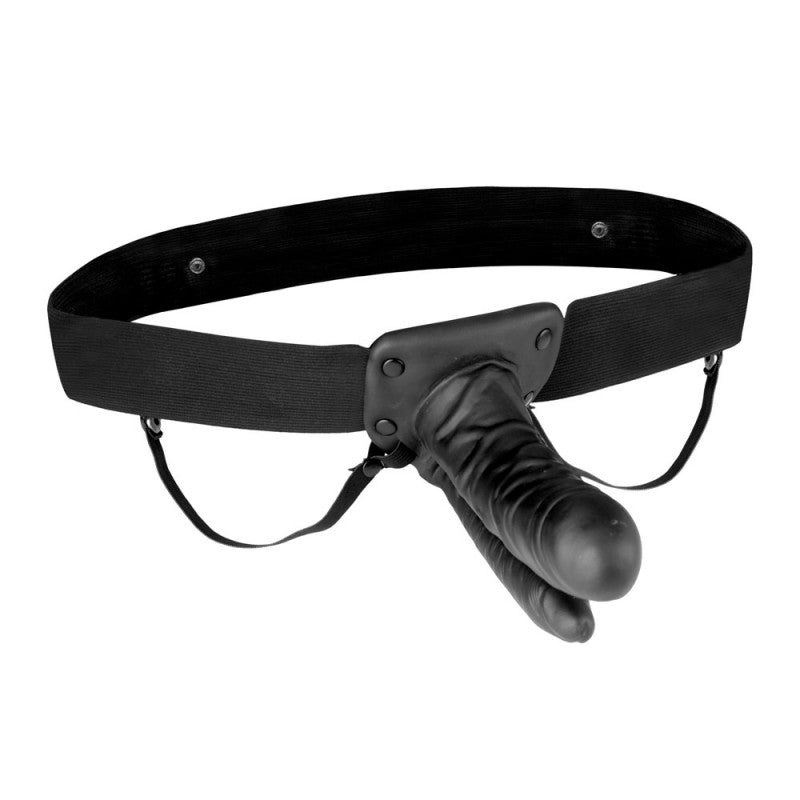 Lux Fetish Unisex Vibrating Hollow Double  Penetration Strap-on