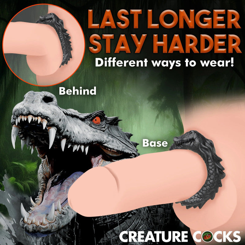 Black Caiman Silicone  Ring - Black