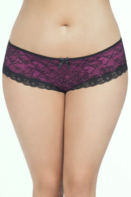 Cage Back Lace Panty - 1x2x - Black/pink