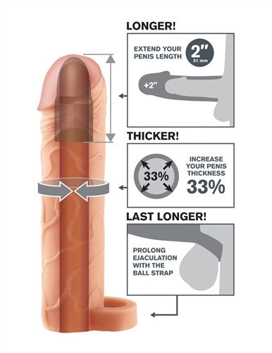 Fantasy X-Tensions Perfect 2-Inch Extension With Ball Strap - Flesh