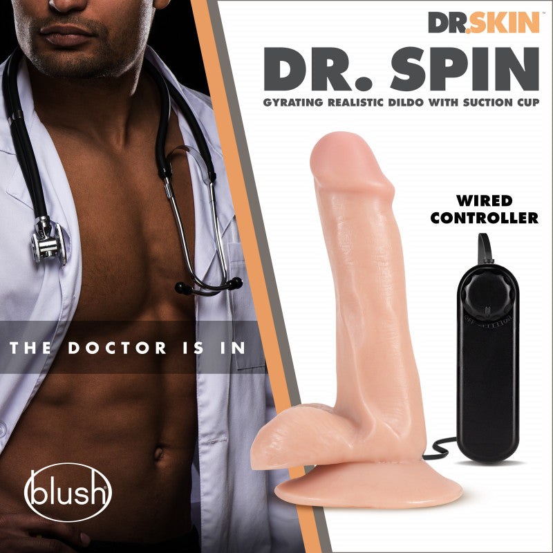 Dr. Skin - Dr. Spin - 6 Inch Gyrating Realistic Dildo - Vanilla