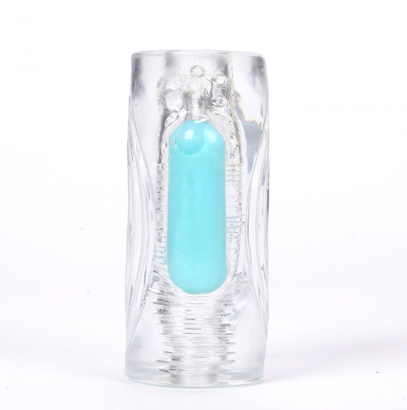 Aster Vibrating Male Masturbator With Bullet -  Clear