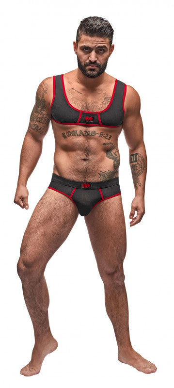 Cotton Lycra Mini Tank Bikini Set - Black/red -  Small