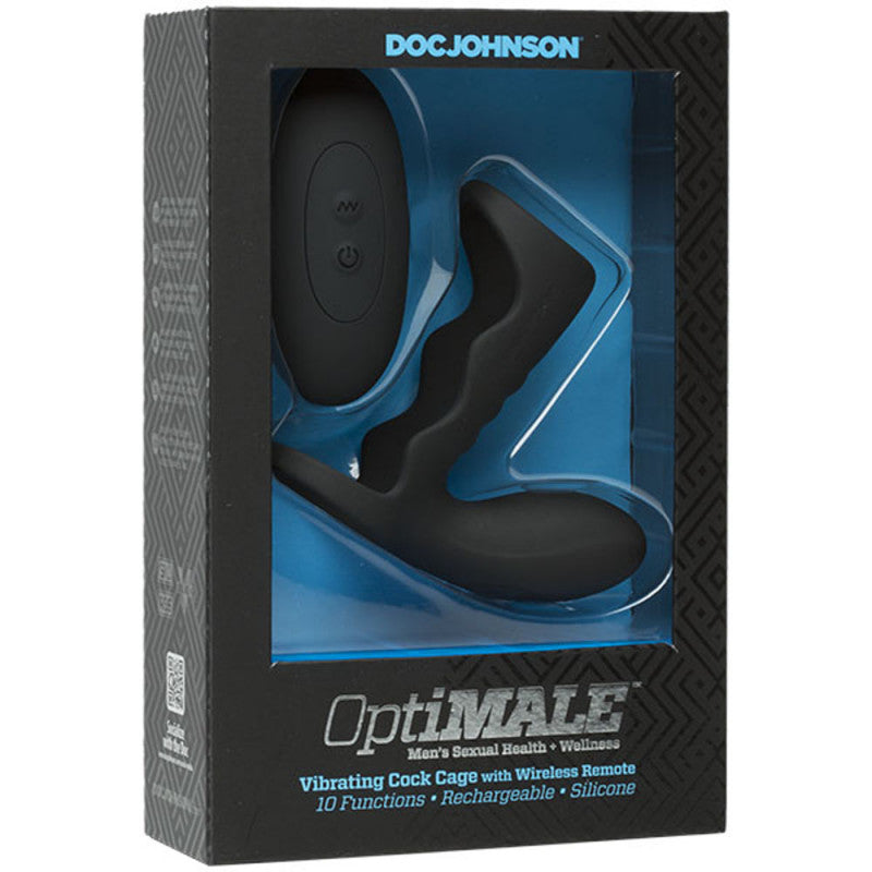Optimale - Vibrating  Cage With Wireless  Remote - Rechargeable - Silicone - Black