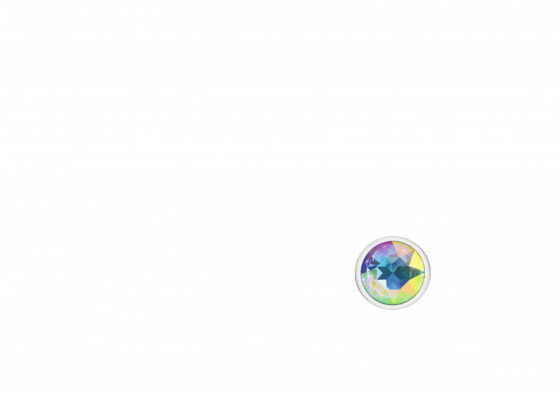Cheeky Charms - Silver Metal Butt Plug - Round - Clear - Medium