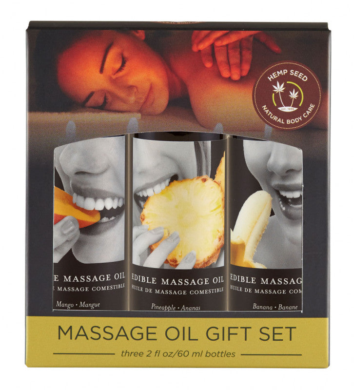 Edible Massage Oil Gift Set Box Three 2 Oz Bottles