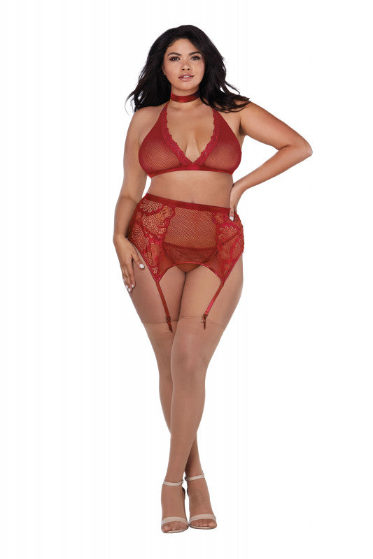 Bra, Garterbelt, & G-String - Queen - Garnet