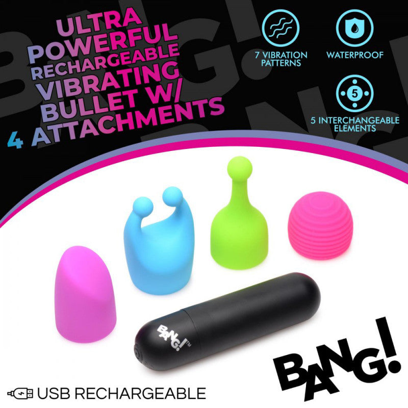 Rechargeable Bullet With 4 Attachments