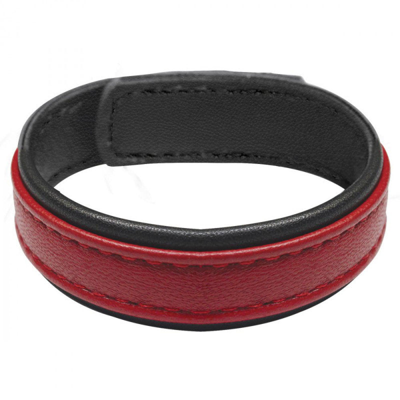 Leather and Velcro  Ring - Red