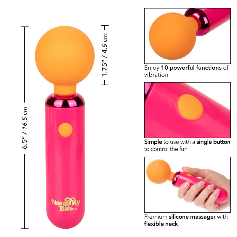 Naughty Bits Home ming Queen Vibrating Wand -  Orange/pink