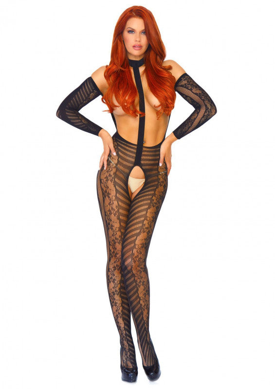 Long-Sleeved Bodystocking - One Size - Black