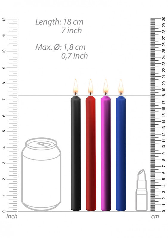 Teasing Wax Candles Large - Mixed Colors - 4-Pack