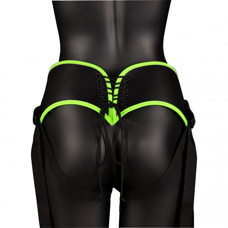 Bonded Leather Strap-on With Silicone  5.7  Inch - Glow in the Dark