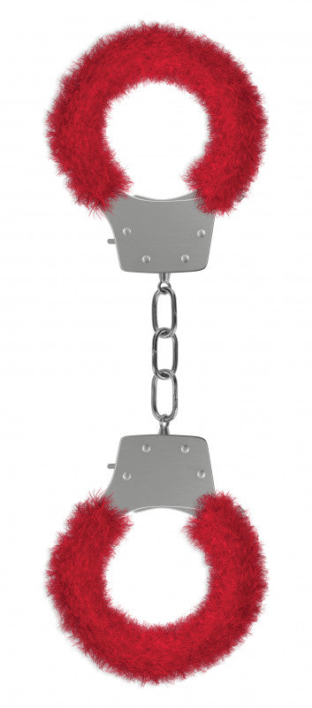 Pleasure Handcuffs Furry - Red