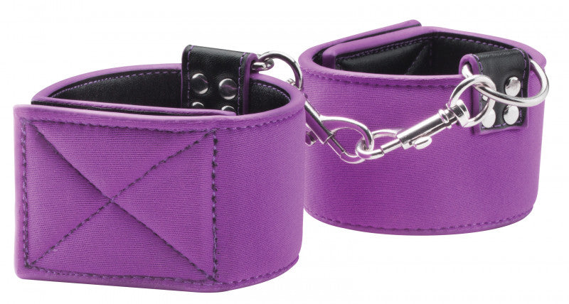 Reversible Ankle Cuffs Premium Bonded Leather and  Neoprene - Purple