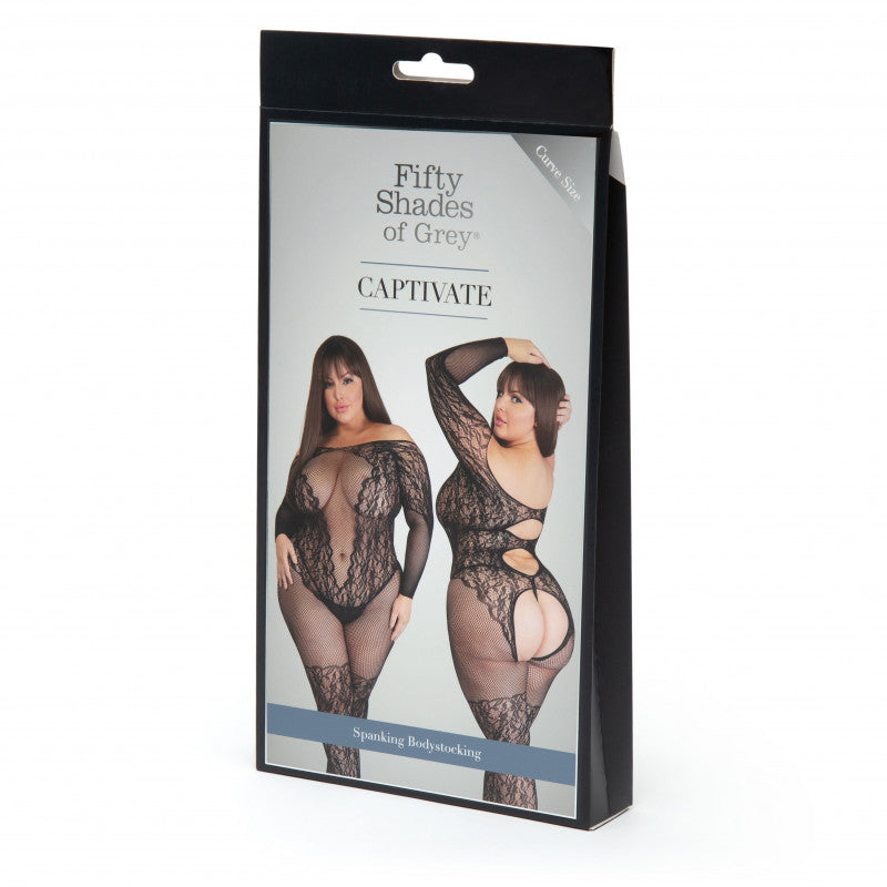 Fifty Shades of Grey Captivate Lace Spanking Bodystocking - Curve Size - Black