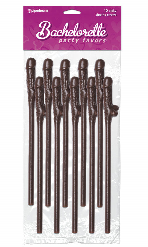 Bachelorette Party Favors 10  Sipping Straws Brown