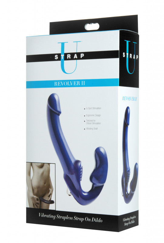 Revolver II Vibrating Strapless Strap on  -  Blue
