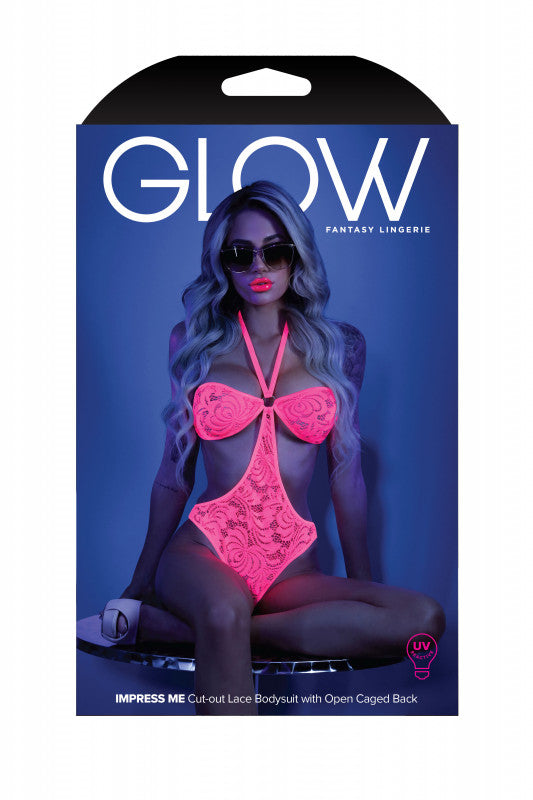 Impress Me Cutout Bodysuit - Large/xlarge - Neon  Pink