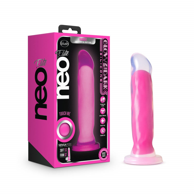 Neo Elite Glow in the Dark - Marquee - 8 Inch  Silicone Dual Density   - Neon Pink