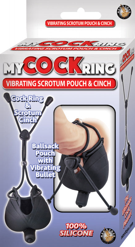 My  Ring Vibrating Scrotum Pouch &amp; Cinch -  Black