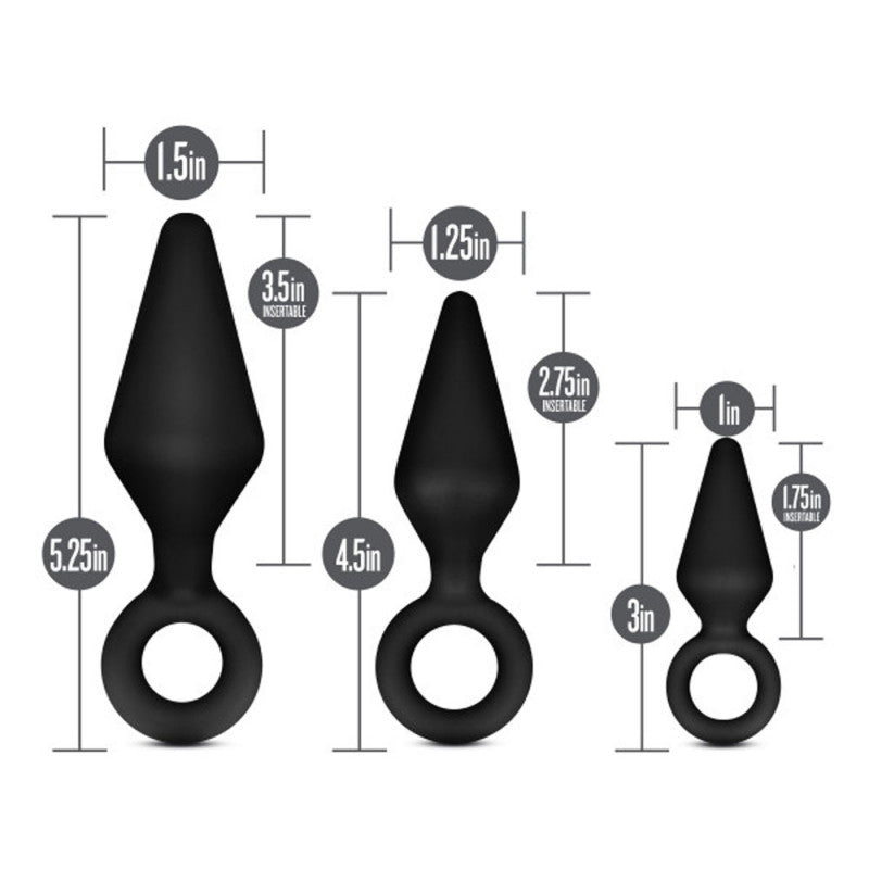 Anal Adventures - Platinum - Silicone Loop Plug  Kit - Black