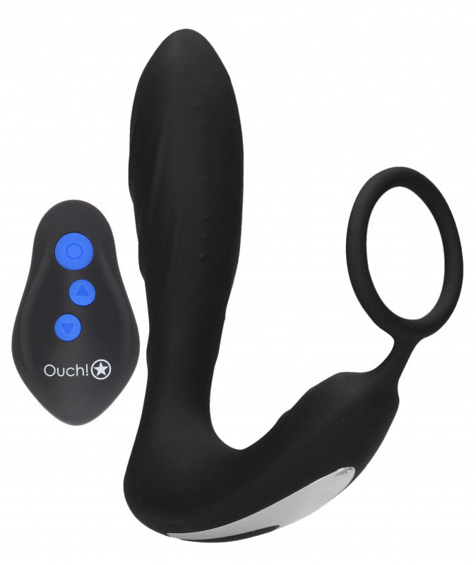 E-Stimulation and Vibration Butt Plug With  Ring and Wireless Remote Control - Black