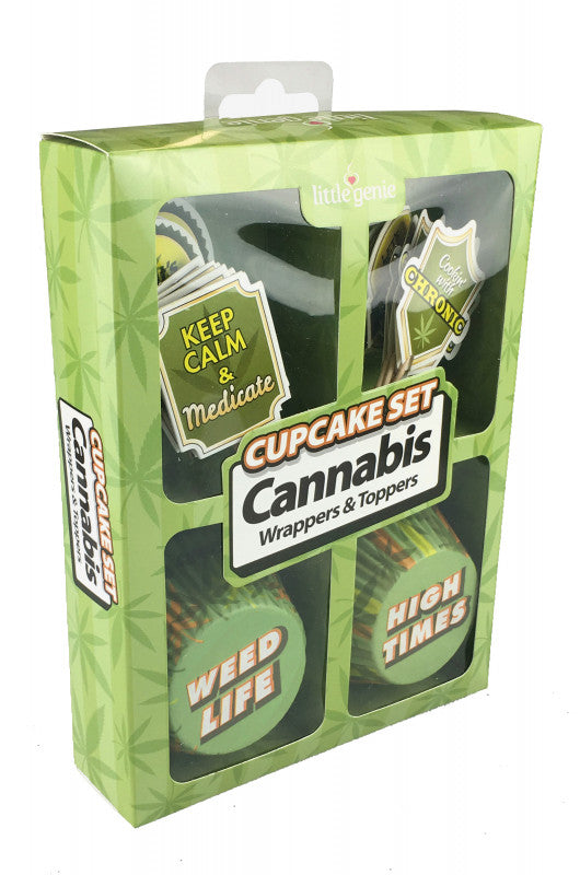 Cupcake Set - Cannabis Wrappers &amp; Toppers