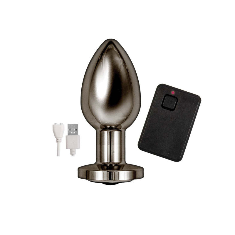 Ass-Sation Remote Vibrating Metal Plug - Black