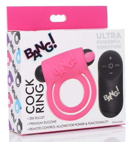 Silicone  Ring and Bullet With Remote Control - Pink