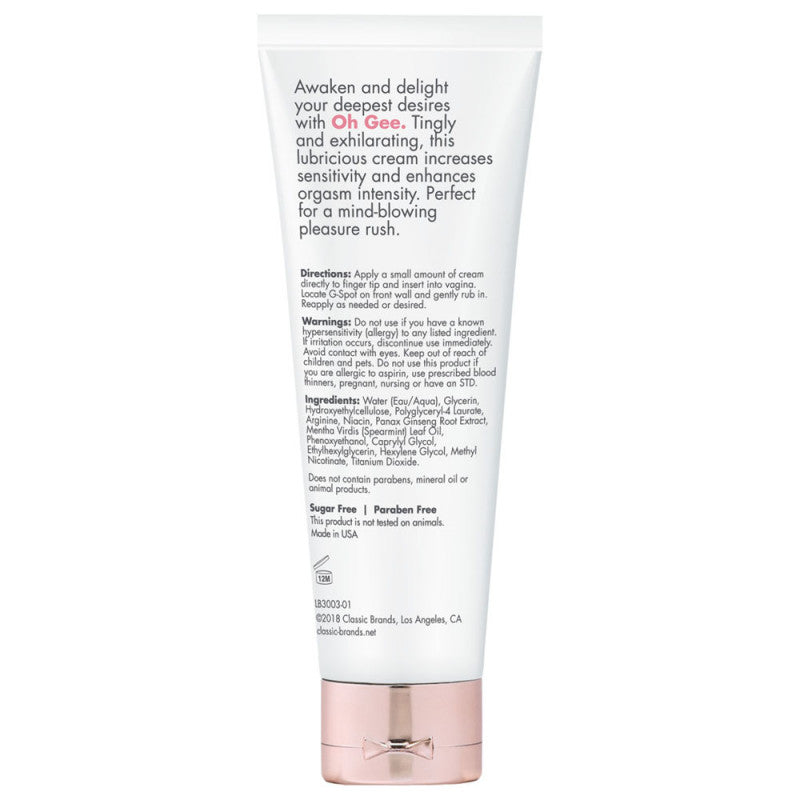 Oh Gee G-Spot Gel Fragrance Free 1 Fl. Oz