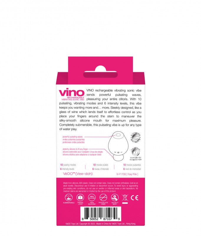 Vino Rechargeable Vibrating Sonic Vibe - Pink