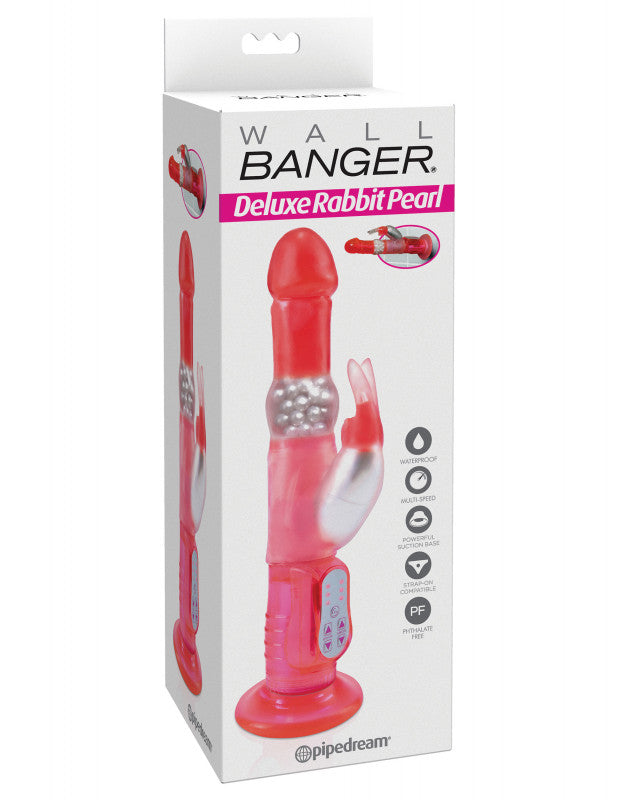 Rabbit Pearl Waterproof Deluxe Rotating Wall Bangers - Pink