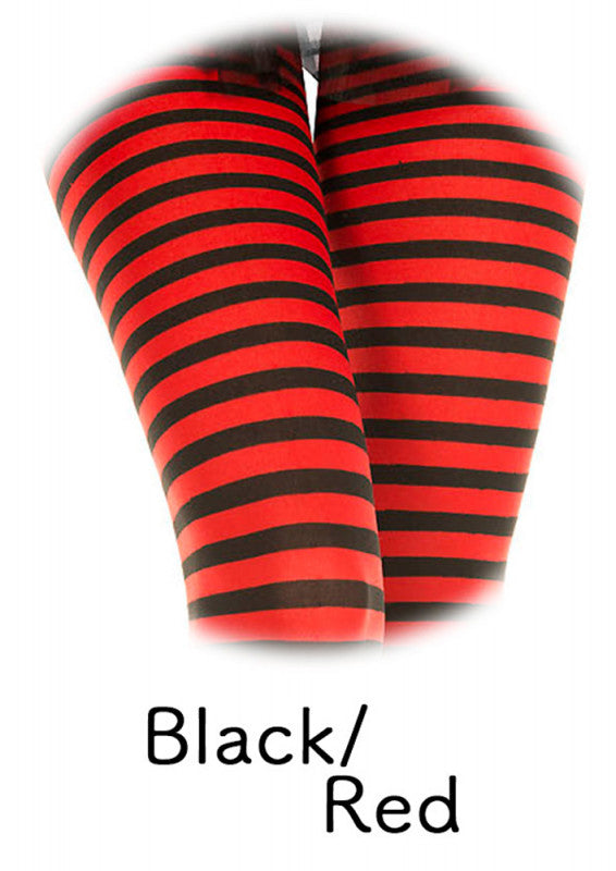 Striped Tights - One Size - Black/red