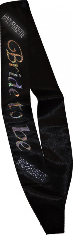 Bride-to-Be Sash - Black With a Clear Stone