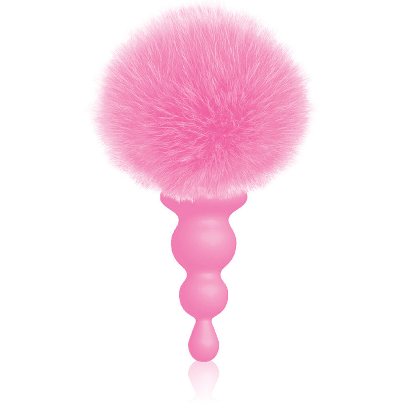 The 9's Cottontails Silicone Bunny Tail Butt Plug  - Beaded Pink