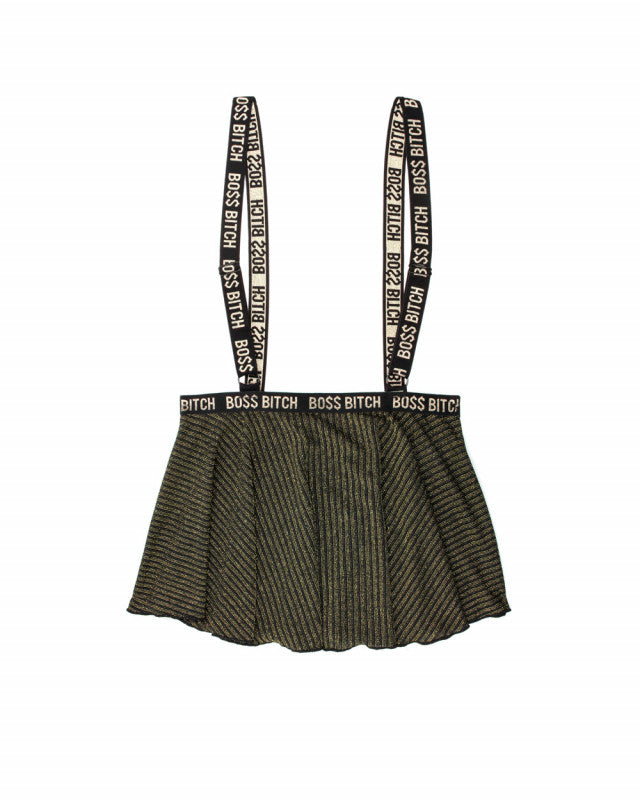 Boss Bitch Suspender Skirt - Skirt Only -  Black/gold - S/m
