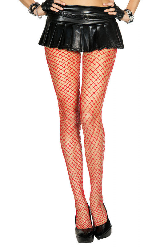 Mini Diamond Met Spandex Pantyhose - One Size - Red