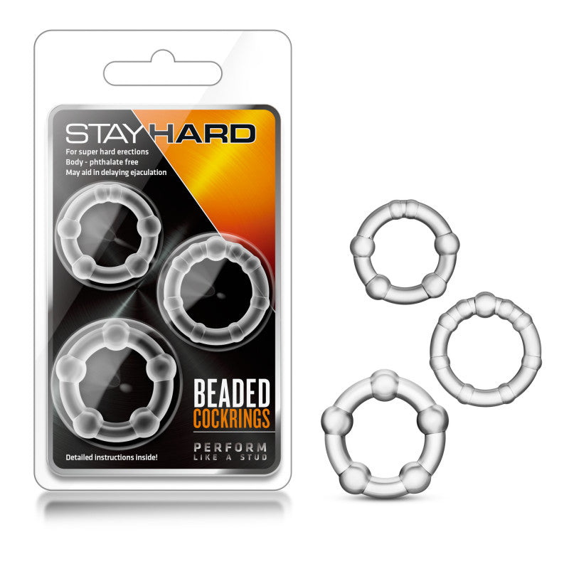 Stay  Beaded  Rings - 3 Pack-  Clear