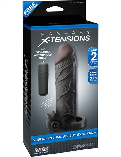 Fantasy X-Tensions Vibrating Real Feel 2-Inch Extension - Black