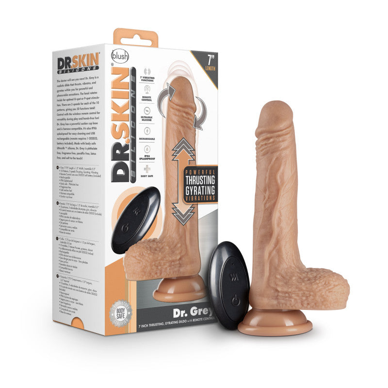 Dr. Skin Silicone - Dr. Grey - 7 Inch Thrusting   - Vanilla