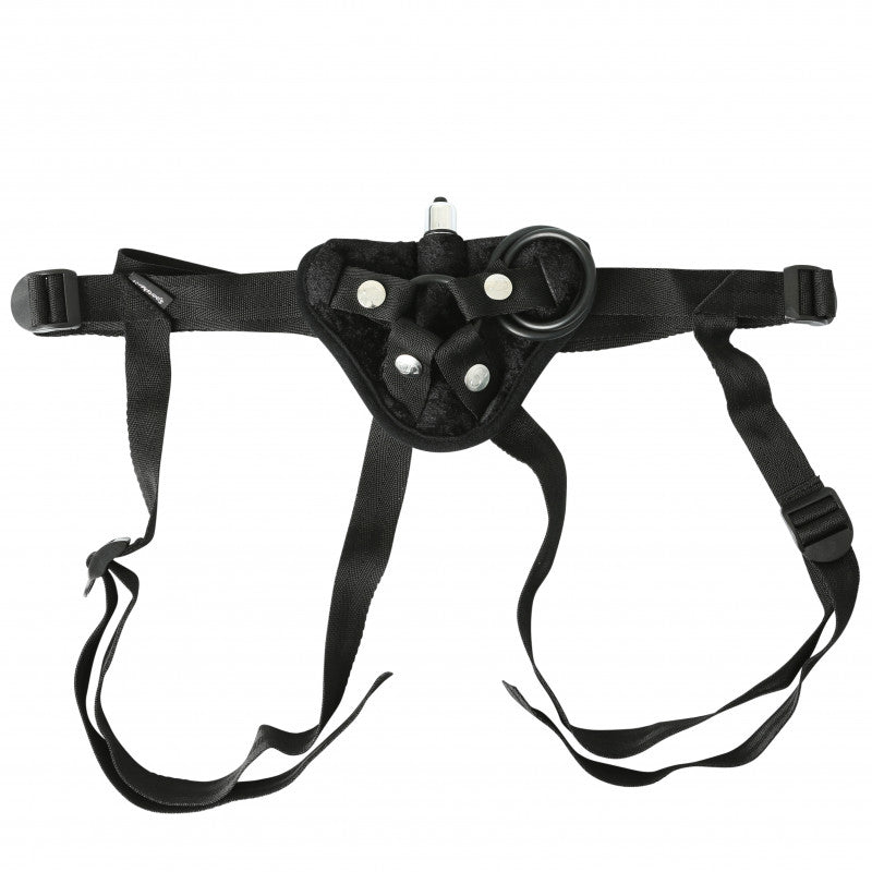 Vibrating Black Velvet Strap-On