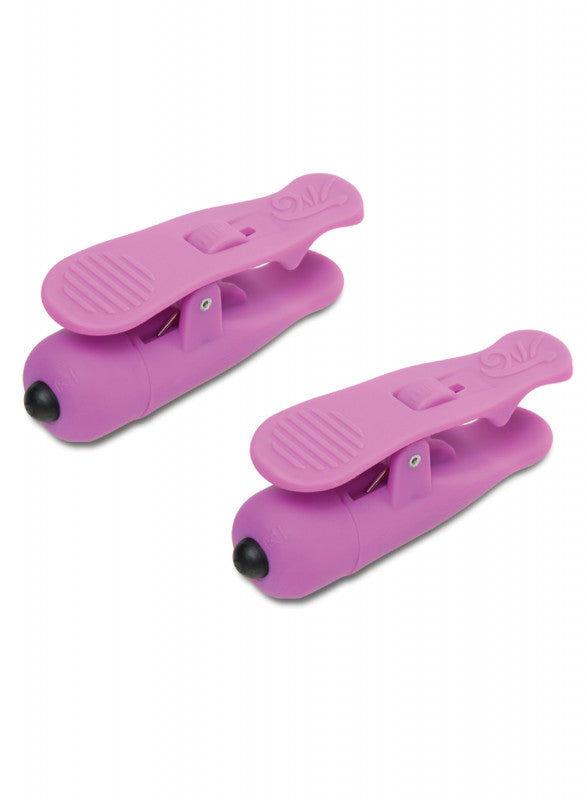 Fetish Fantasy Series Wireless Vibrating Nipple Clamps - Purple