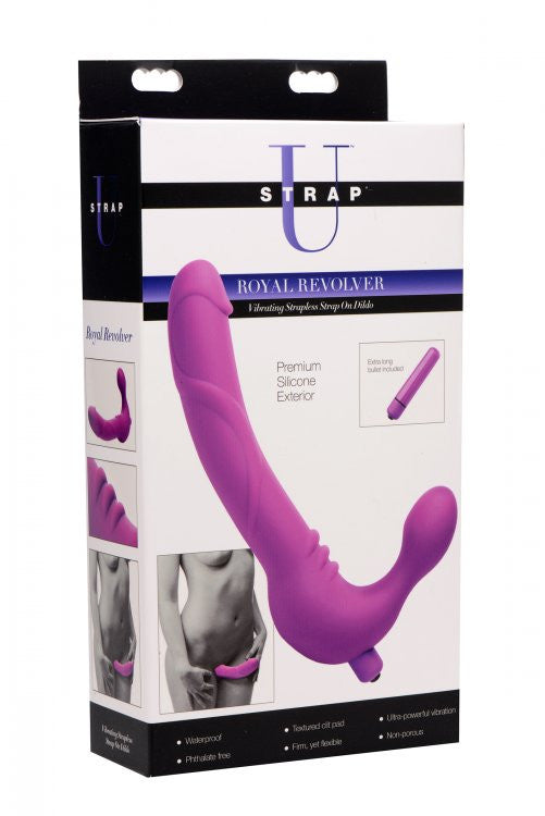 Royal Revolver Vibrating Strapless Strap- on  - Purple