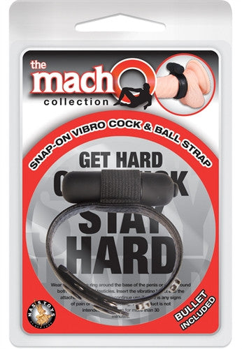 The Macho Collection Snap-on Vibro  and Ball Strap - Black
