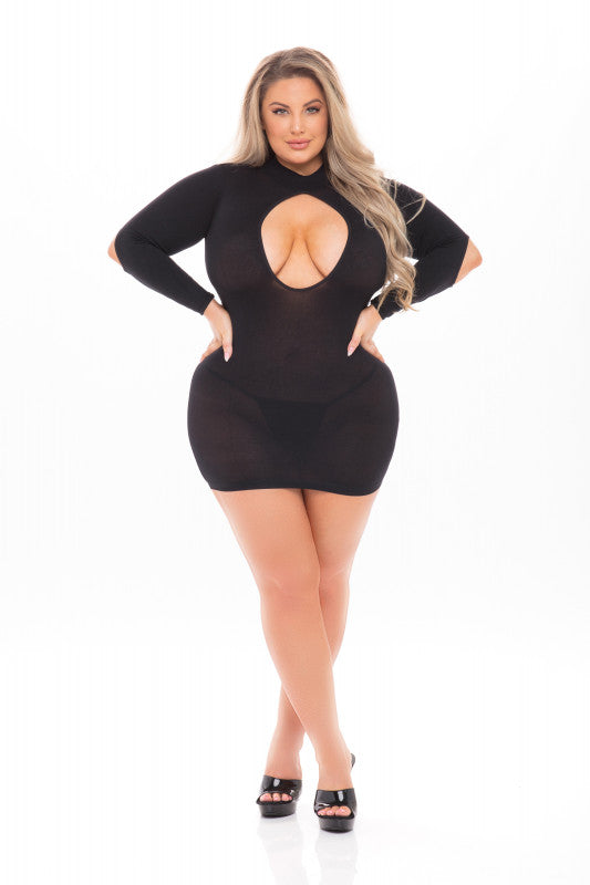 Pink Lipstick - Devilish Backless Dress - 1x-3x -  Black